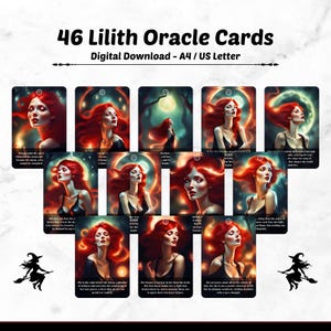 Lilith orakelkaarten | Afdrukbaar Lilith Oracle-deck | Digitaal Lilith Oracle-kaartendeck | Tarotkaarten Spiritueel