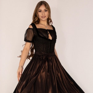 3 Farben Chamäleon Dirndl Schürze schoko braun grau graphit Poudre rose Schürze für Dirndl