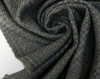 Italian Tweed Wool Fabric Blue-Green Plaid Luxury Coat Fabric