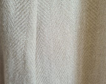Ecru Herringbone Tweed Fabric Italian Wool Silk Linen Blend