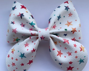 Star Print Dog Sailor Bow, Dog Bow, Dog Bow tie, Pet Bow, Faux Leather Bow, Leatherette, Collar Bow