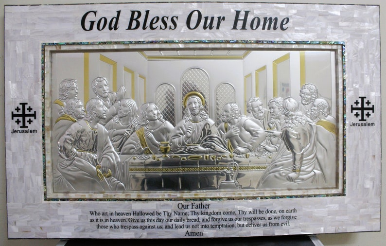 Sterling Silver Last Supper Art, Mother of Pearl Frame, Bethlehem - Etsy