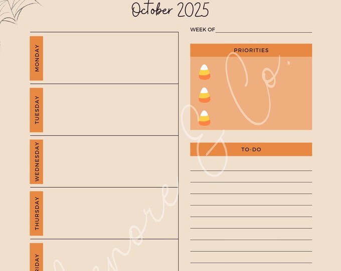 October 2025 Weekly Planner| Instant Download - Etsy