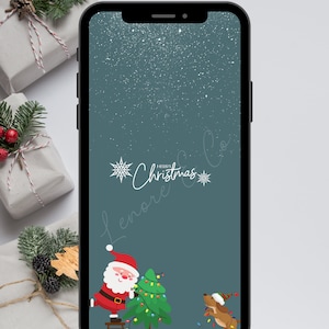 Santa Christmas Phone Wallpaper iPhone Home Screen Background| Instant Download