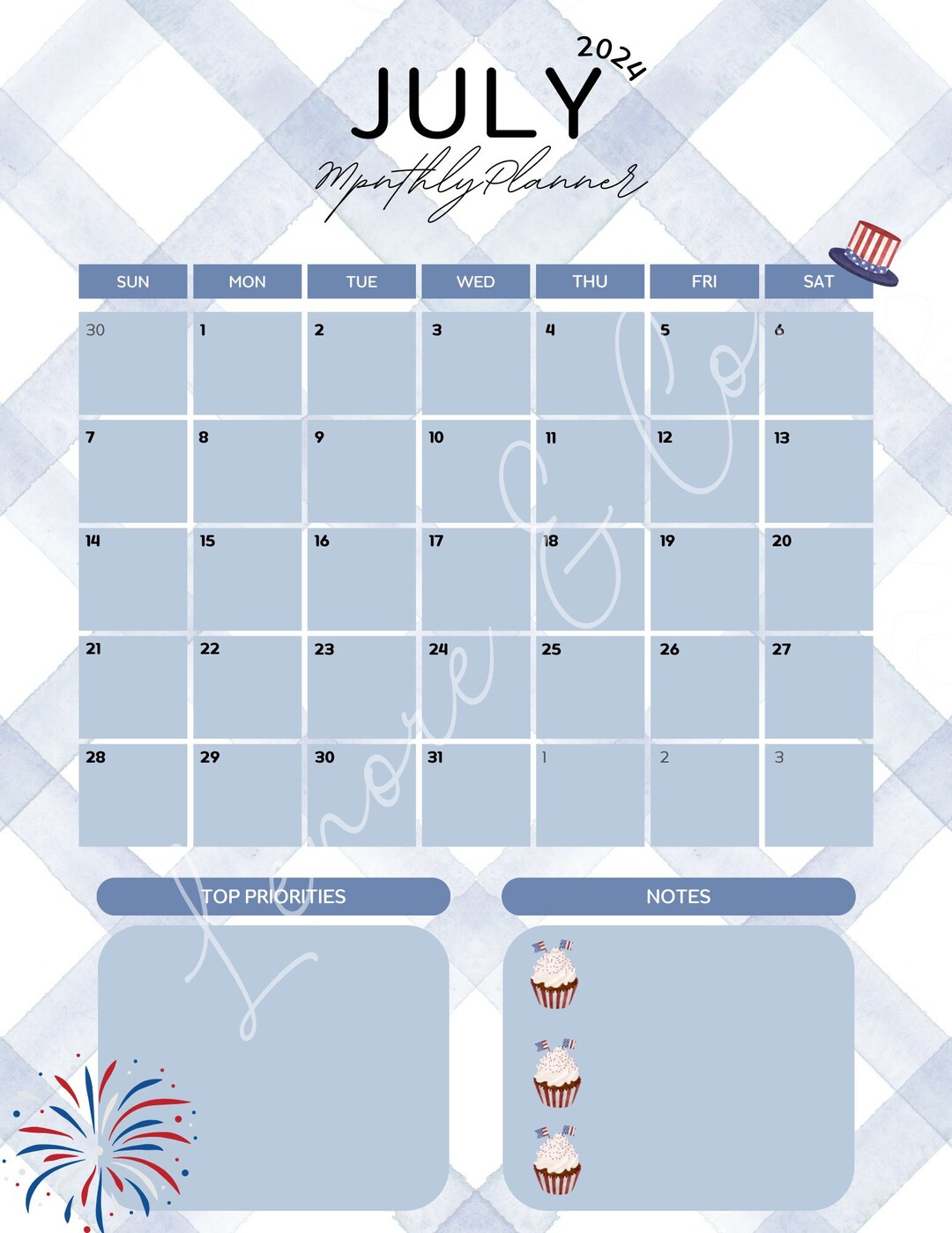 July 2024 Monthly Planner Instant Download - Etsy