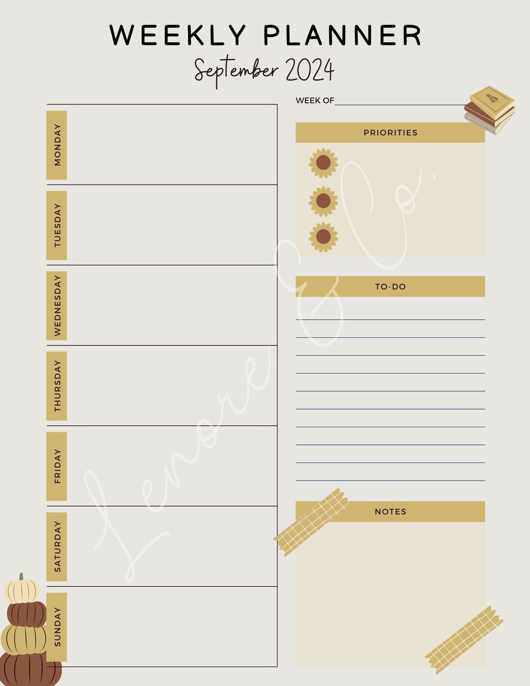 September 2024 Weekly Planner Instant Download - Etsy