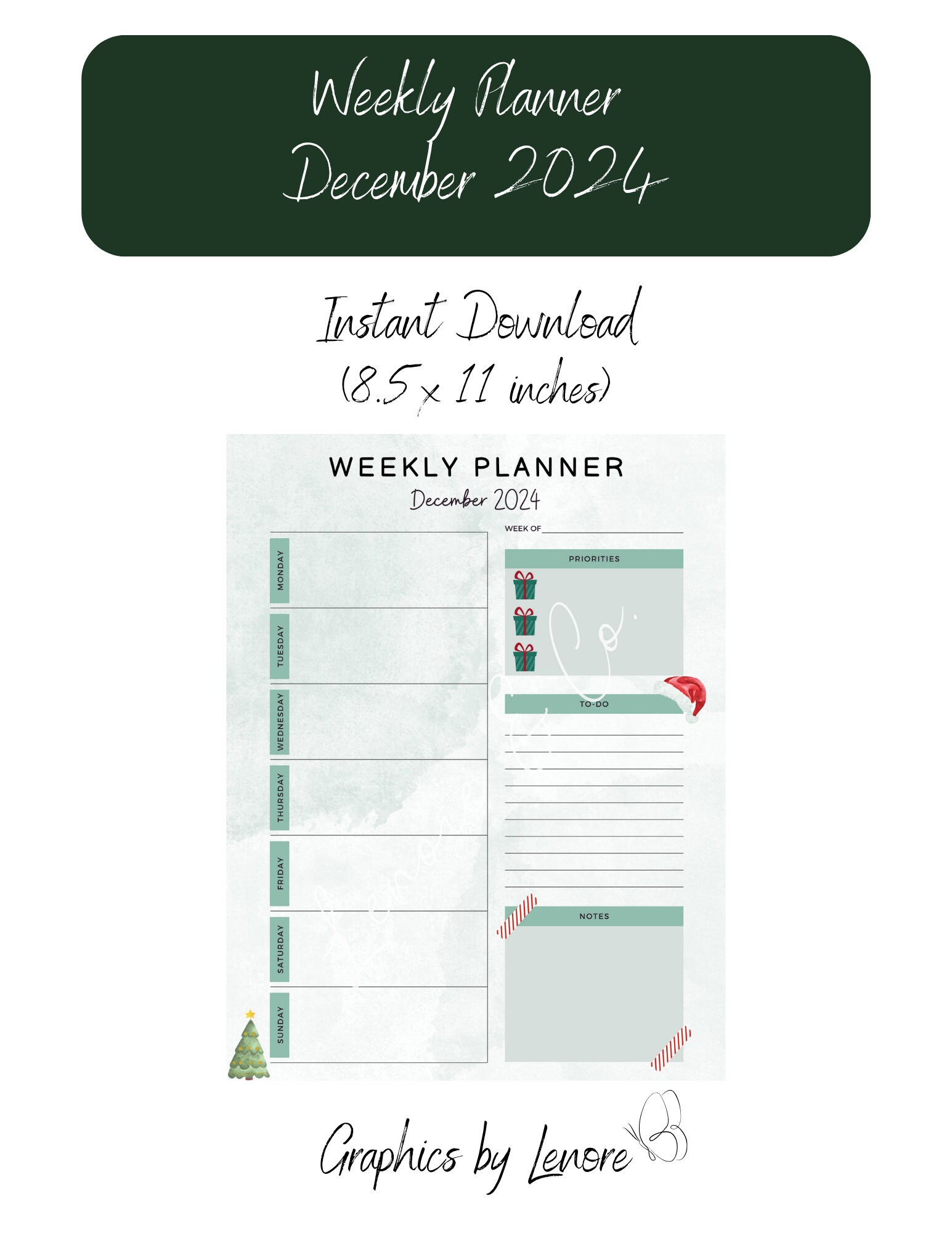 December 2024 Weekly Planner Instant Download - Etsy