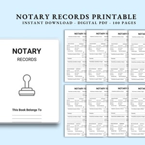 Printable Notary Journal. Notary Log Book. Notary Public - Etsy