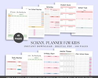 SCHOOL PLANNER, PRINTABLE Planner, Printable Student Planner Bundle, Study Planner Bundle, Academic Planner, College Planner,Digital Planner