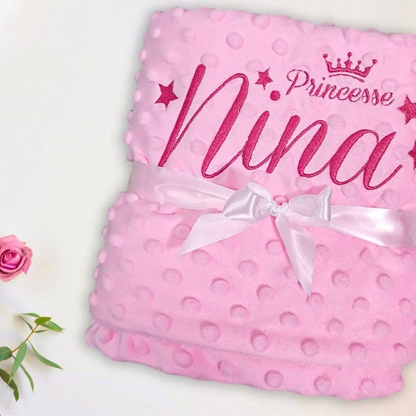 Personalized Knitted Baby Name Blanket, Embroidered New Born Baby Blanket, Cute Baby Girl Monogrammed Blanket, Custom Toddler Birthday Gift