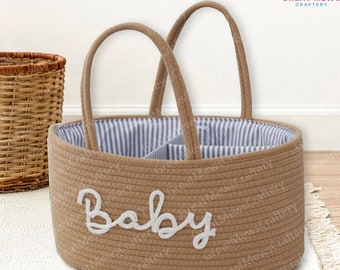 Personalized Baby Shower Gift Basket, Embroidered Newborn Baby Name Basket, Toy Storage Nursery Decor Basket, Custom Baby Boy Birthday Gift