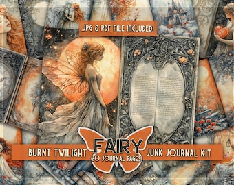 Gothic fairy printable journal Dark fantasy book paper Magical goth fairy journal Whimsical scrapbooking book page Digital fairy junkjournal