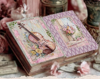 Shabby pastel autumn journal bundle Vintage rose papers pack Garden meadow mega bundle Fall decorative craft project Creative muted pink kit