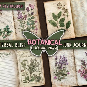 Vintage Botanical Junk Journal Printable Herbal Papers Book Digital ...