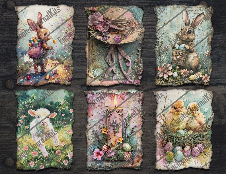 Easter Papers Ephemera Printable Bunny Tags Pockets Envelop Digital ...