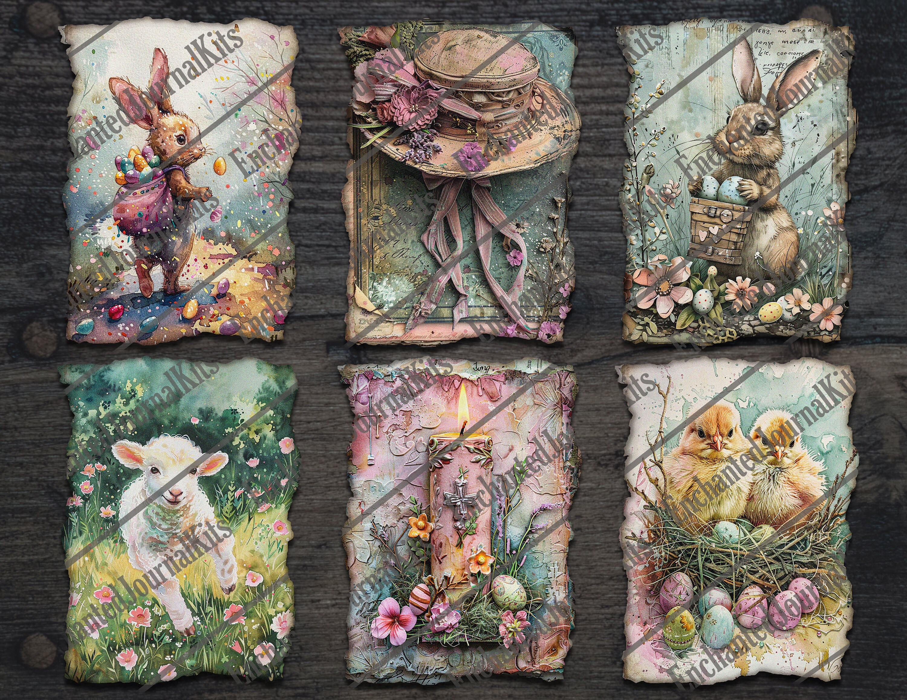 Easter Papers Ephemera Printable Bunny Tags Pockets Envelop Digital ...