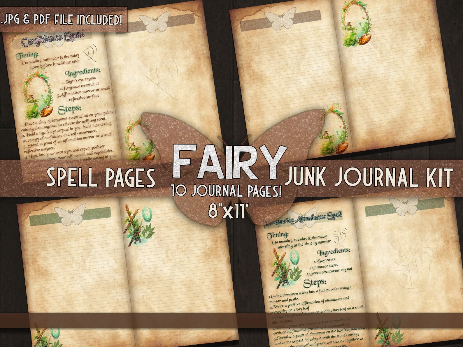 Magical Spell Pages Printable Grimoire Junk Journal Kit Magical