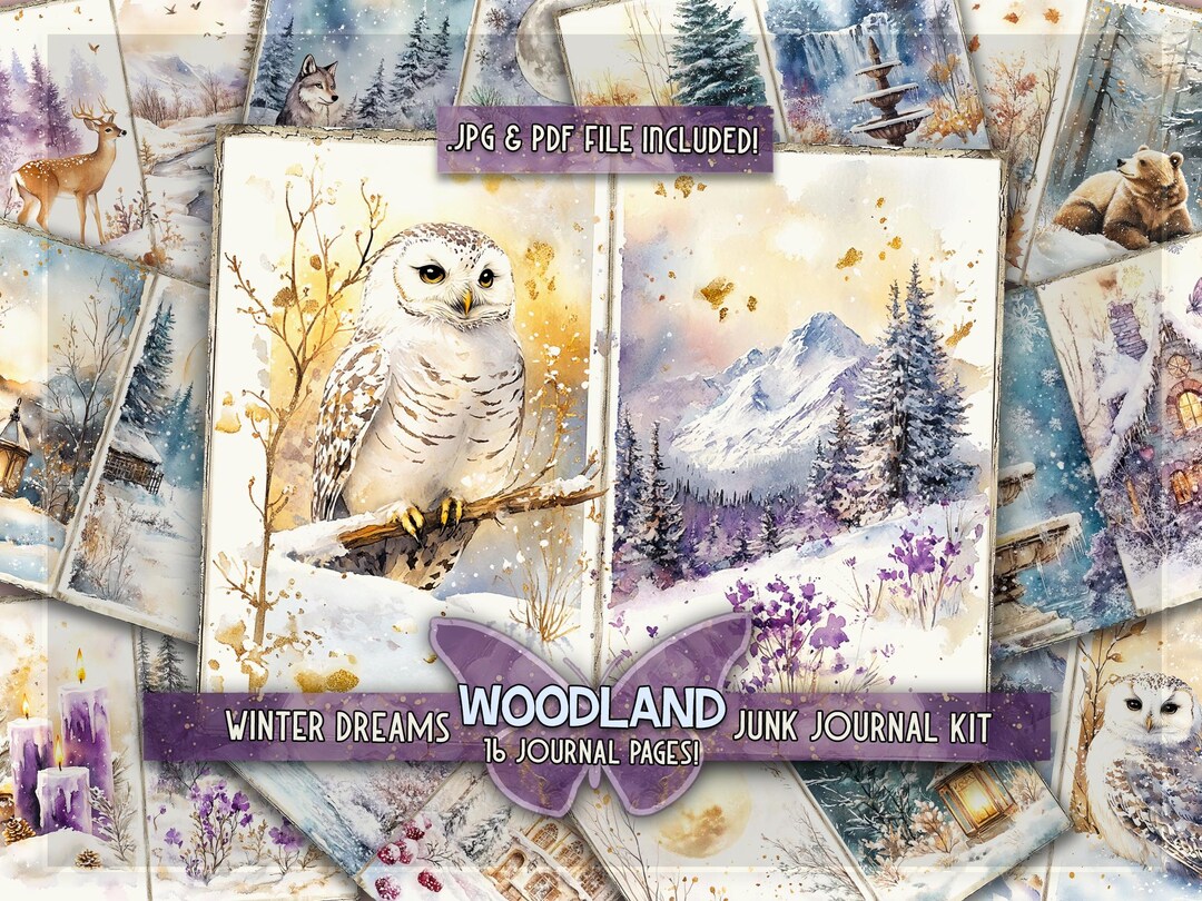 Winter Woodland Junk Journal Printable Fantasy Forest Animal Papers ...