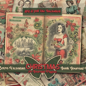Victorian junkjournal christmas kit printable Retro papers digital downloaded Vintage collage sheet Christmas traditional papers Retro gifts