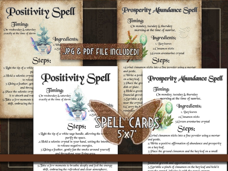 Printable Grimoire BOS Spell Cards Magical Spell Pages Witch Spellbook ...