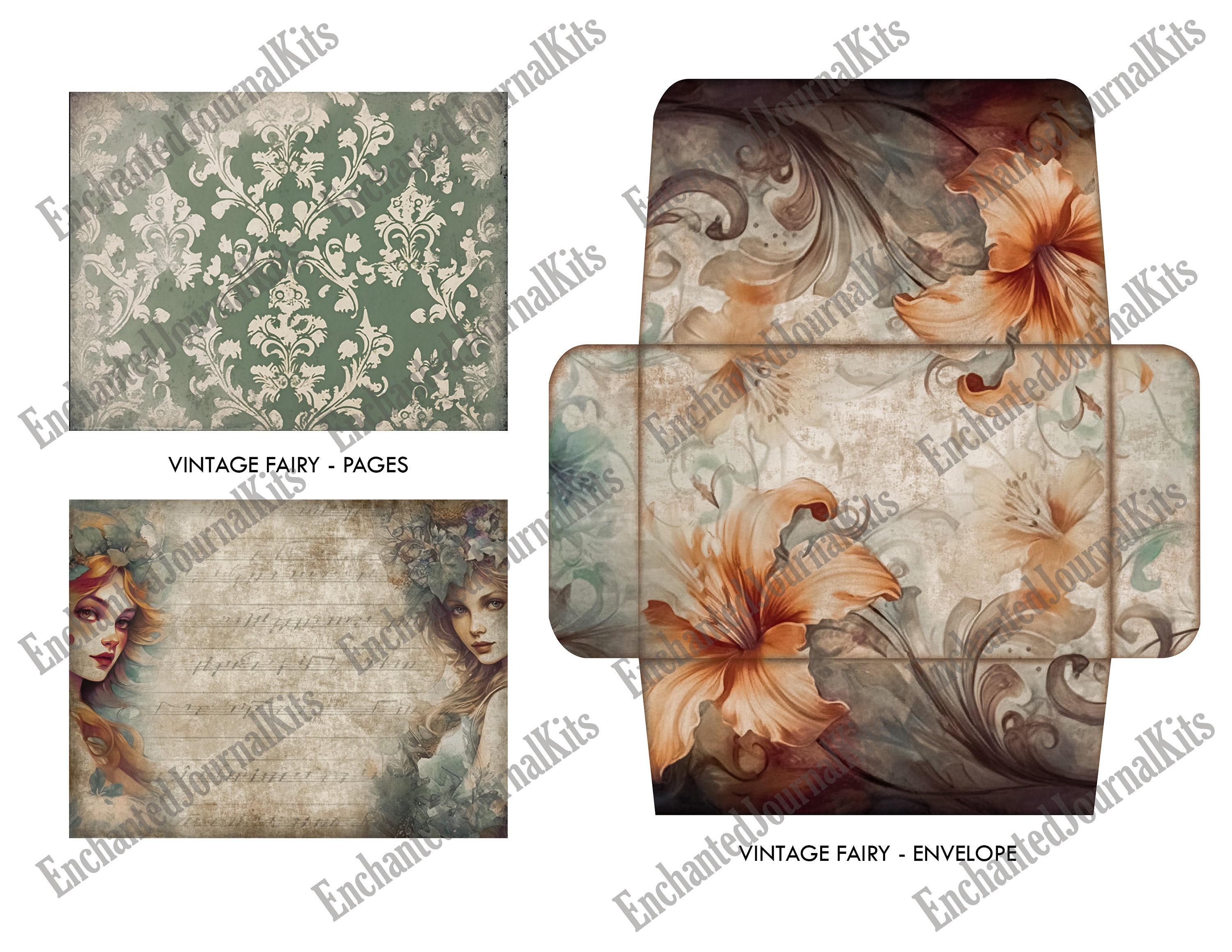 Vintage Junk Journal Ephemera Kit Digital Download Magical Fairy ...