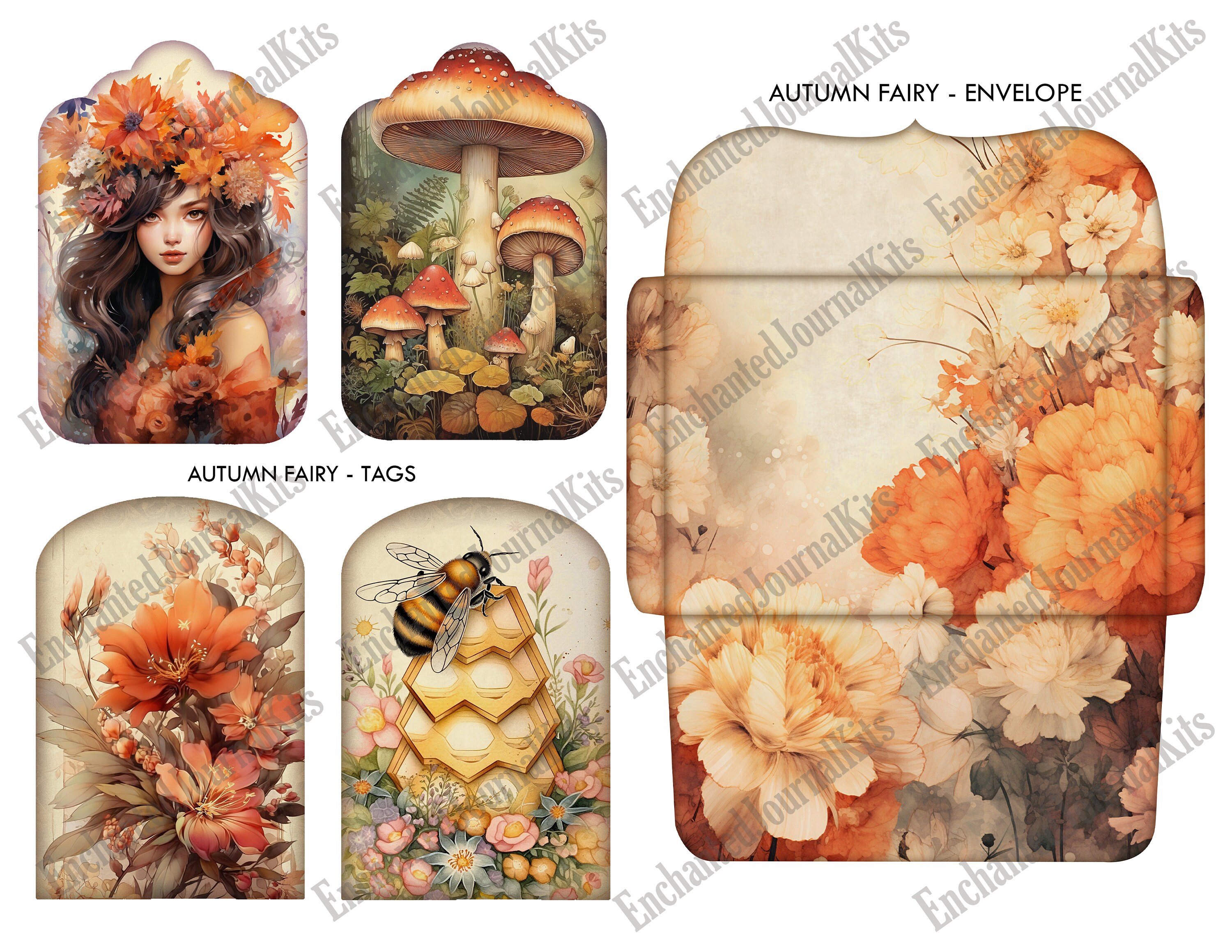 Fantasy Fairy Junk Journal Ephemeras Kit Printable Tags Envelop Magical ...