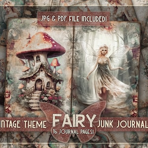 Vintage sprookjes junkjournal kit afdrukbare Feeën junkjournal magisch Fantasy bos junkjournal Vintage kit Donkere sprookjes junkjournal Beige