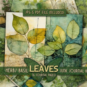 Folhas de papéis kit de junkjournal para impressão Papéis botânicos vintage Folhas baixadas digitalmente Papéis de arte botânica Natureza lixo diário efêmeras