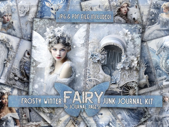 Winter fairy junkjournal printable papers Dragon throne printful Bear papers Deer forest junkjournal Winter wolf printful dress Fairy castle