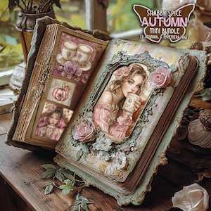 Shabby herfst dagboek papieren bundel herfst junkjournal Pumpkin Spice afdrukbare digitale gezellige herfst bundel roze perzik herfst printful junkjournal