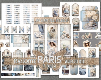 French ephemera kit printable Fussy cuts junkjournal Addon kit envelop tag pockets ephemera ATC cards scrapbook digital downloaded romantic