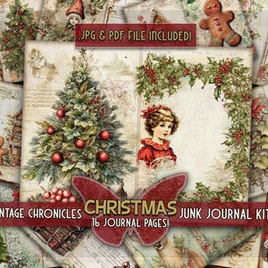 Vintage christmas junk journal printable Rustic papers journal Digital victorian christmas Decorative pages printable Gifted digital prints