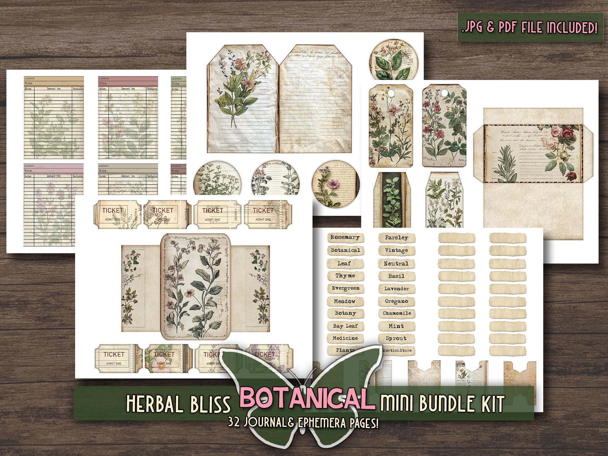 Botanical Art Bundle Prints Junkjournal Plant Book Papers Vintage ...