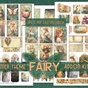 Magische fee afdrukbare bundel Fantasy bos junkjournal Seizoensgebonden fairy ephemera papers Lente Zomer Herfst Winter Bundel junkjournal kit afbeelding 5