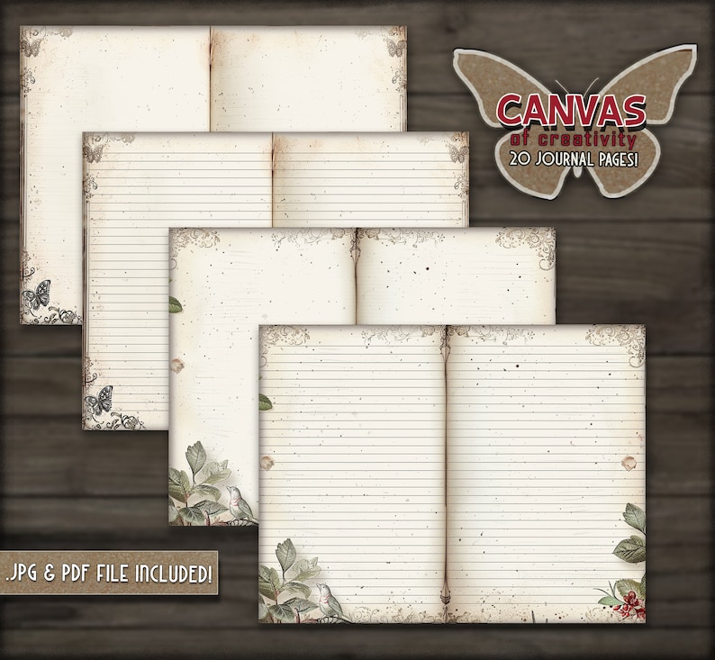 Blank Papers Junkjournal Kit Printable Ruled Sheet Minimal Designs ...