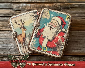 Vintage retro christmas bundle Victorian junkjournal papers printable Christmas comic prints Retro art santa bundle Old papers journal gifts