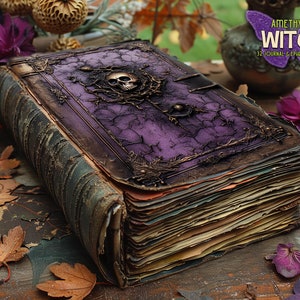 Fascio di streghe magiche stampabili Carte junkjournal viola Ephemera journal regalo di streghe Pagine scure stampabili Diario di bundle Kit di carta stregoneria