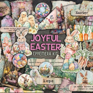 Ostern Papier Ephemera druckbare Bunny Tags Taschenumschlag Digitaler Urlaub junkjournal Clipart Ostern printful Karten