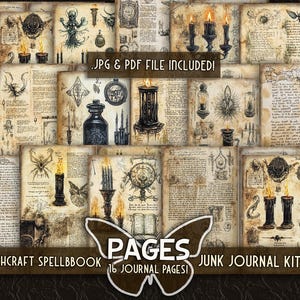 Afdrukbare pagina's met hekserijspreuken Afdrukbare Grimoire-magische spreukenboekpagina Vintage heks BOS afdrukbare duistere spreuken Digitaal junkjournaal voor hekserij
