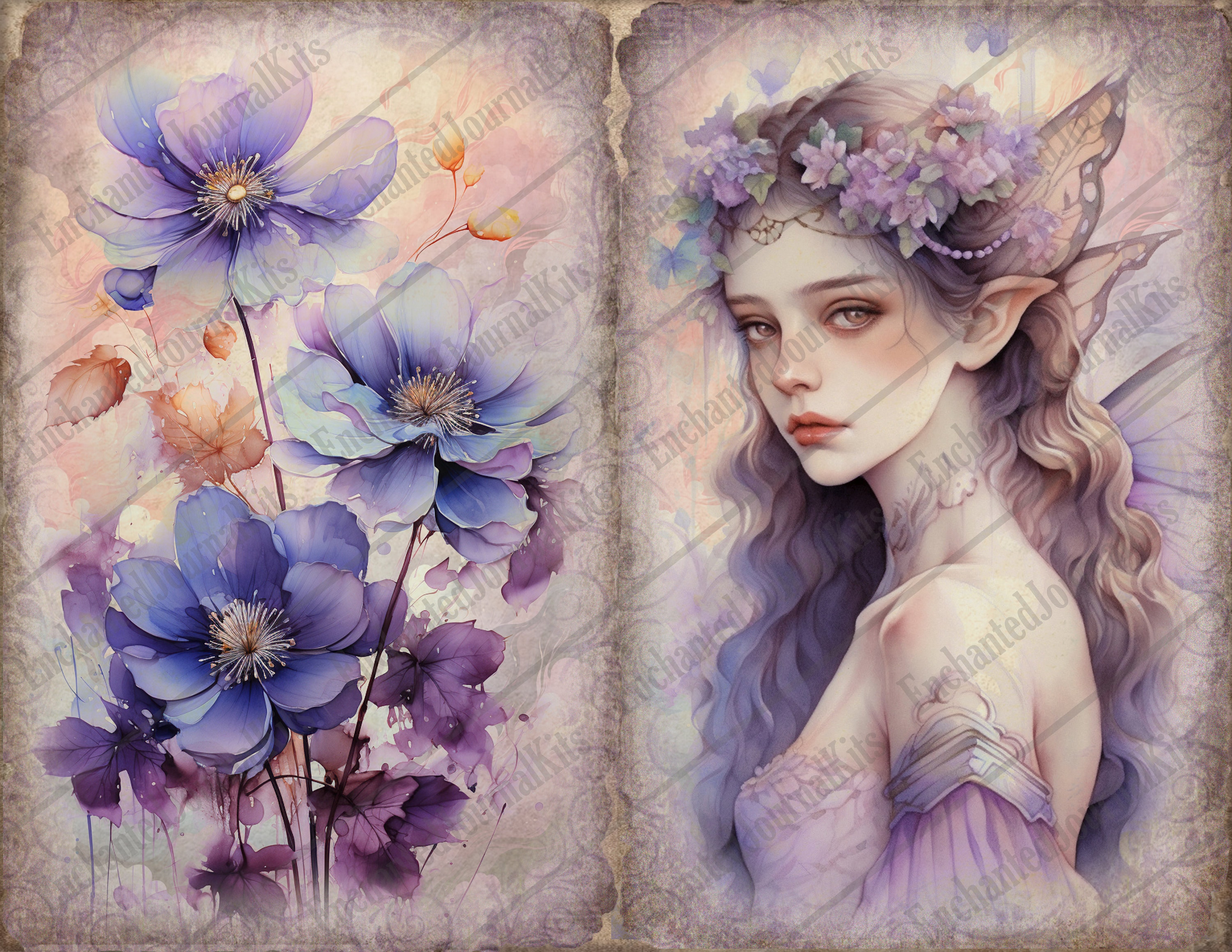 Magical Fairy Junk Journal Kit Printable Purple Fairytale Junkjournal ...