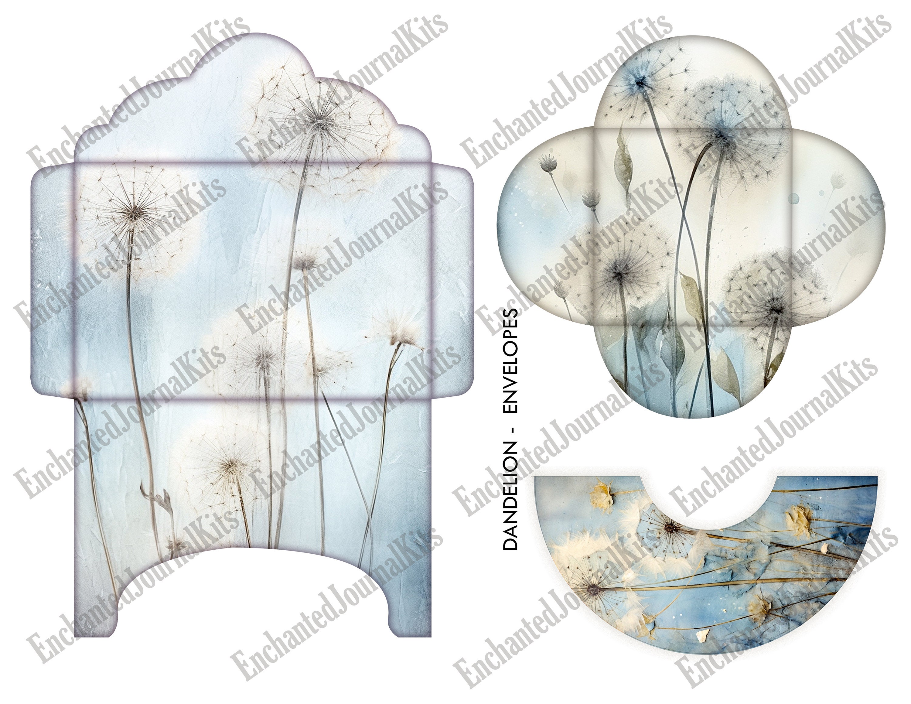 Floral Junk Journal Kit Ephemera Printable Pages Dandelion Flower Addon ...