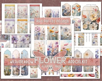 Wildflower ephemeras junk journal gifted kit addon Meadow flower ephemera gifted envelop Wildflower pockets junkjournal addon Scrapbook tags