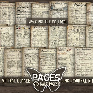 Altes Journal halbe Seiten ausdrucken Digitales antikes Scrapbook Papier Rustikales Journal Backing Seite Printful junkjournal kit