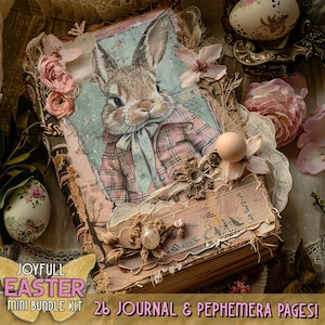 Ostern druckbare Journal Kit Urlaub digitale Ephemera Ostern junkjournal Papiere Bunny druckbare Seiten Dankbarkeit Journal Fussycuts Kit