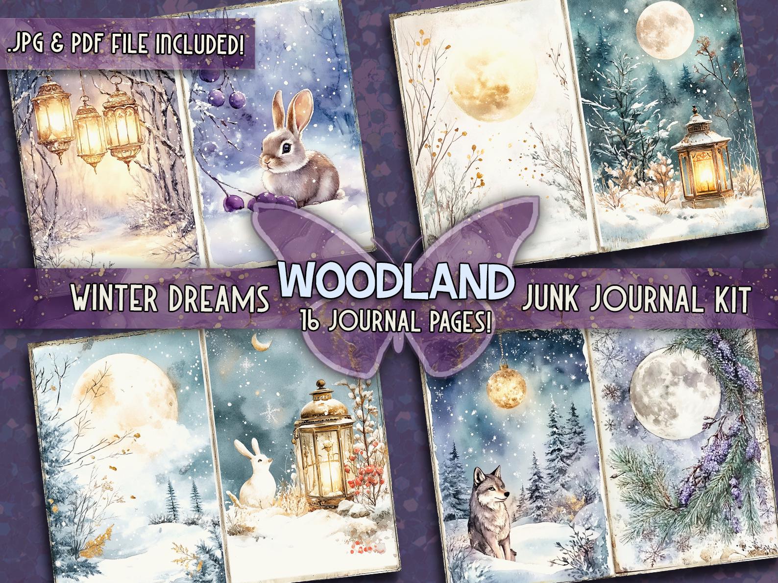 Winter Woodland Junk Journal Printable Fantasy Forest Animal Papers ...