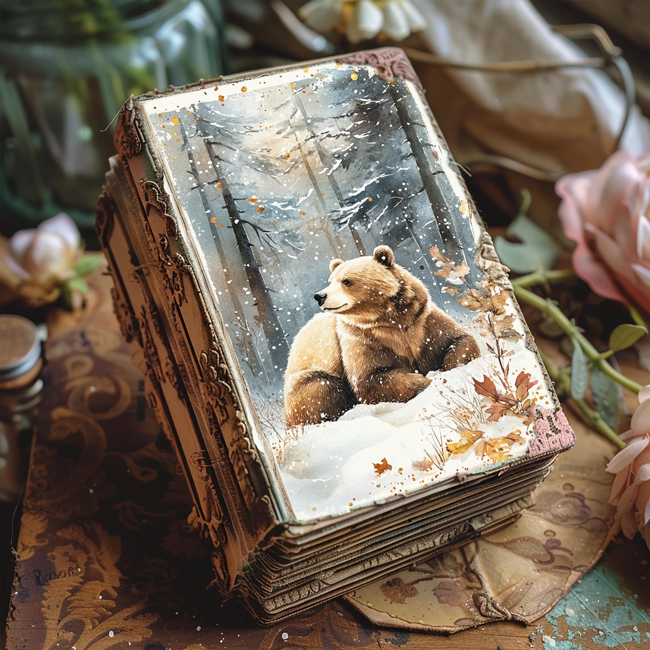 Winter Woodland Junk Journal Printable Fantasy Forest Animal Papers ...