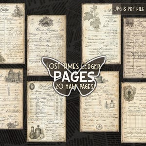 Ledger Paper Junk Journal Printable Old Shop Receipt Digital Vintage ...