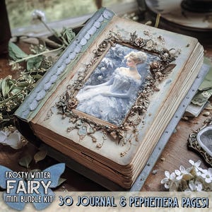 Pacchetto stampabile diario delle fate invernali Carte per creature magiche Pacchetto di effimeri orsi digitali drago stravagante Kit stampabili diario di cianfrusaglie delle fate
