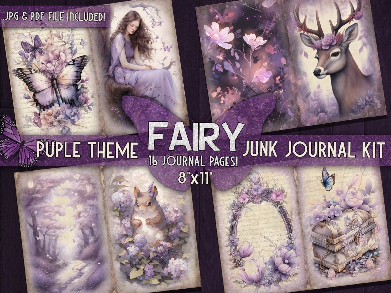 Magical Fairy Junk Journal Kit Printable Purple Fairytale Junkjournal ...