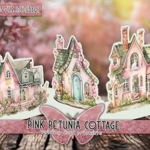 Carta regalo digitale pieghevole Inserto di carta artigianale Carta da taglio per la casa Cottage primaverile stampabile Pagina rosa artigianale regalo Carta junkjournal stampabile